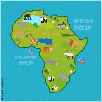 Wektorowa mapa Afryki z różnych zwierząt #186424508 - Zwierzęta - Naklejki  | ecowall24.pl